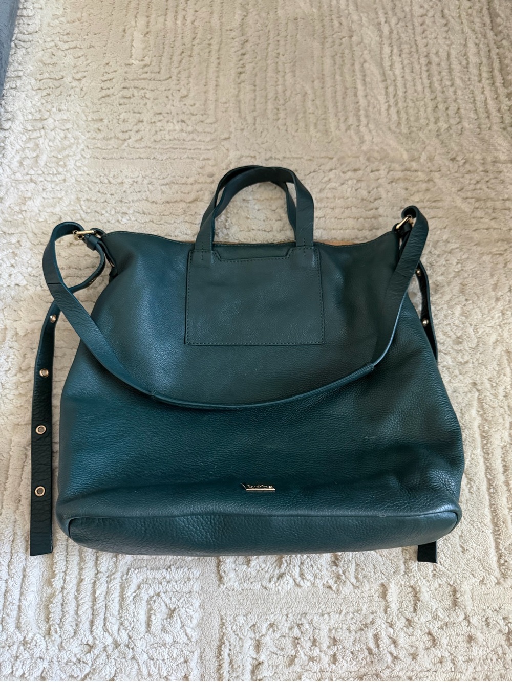 Kooba Dark Green Women's Leather Tote Bag with Detachable Strap